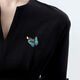 Lingmeng antique blue embroidered butterfly brooch for women, fabric high-end corsage placket pin, suit jacket accessories, embroidered blue butterfly 1 piece (including small gift box)