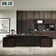 Jianbang High-end Chairman's Office Boss Desk Desk New Chinese Style President Luxurious and Attractive Solid Wood Veneer Executive Desk 2.4-meter President Desk (right side cabinet)