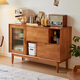 Jiayi solid wood sideboard tea cabinet storage cabinet wall cabinet cupboard kitchen storage cabinet storage cabinet walnut color