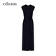 Editionskleid für Frauen Frühling neuer Temperament schulterfreie Bindungsbindung geknotete Wollgestrickrock Schlitz Long Rock Dark Royal Blue S (160)