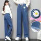 Los pantalones casuales sueltos usados ​​por la niña en la primavera y el verano de los jóvenes estudiantes de secundaria con jeans de pierna ancha para niñas jóvenes con niños grandes en primavera y otoño 12 1 9856 azul one size xl 98-105jin [Jin equivale a 0.5 kg] desgaste