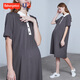 Fisher-Price (Fisher-Price) American Fisher's new summer pure cotton POLO collar dress with mid-length loose top lapel maternity dress dark gray dress L[120-140Jin[Jin equals 0.5 kg] suitable for wearing]