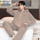 Modaler Herren-Pyjama, dreilagiger, gesteppter Korallensamt, verdickt, plus samtwarmes Flanell, großes Heimkleidungsset, kann draußen getragen werden, 9913# dunkelgrau, XL empfohlen (120–140 Jin Jin entspricht 0,5 kg)