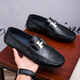 SNGUNY high-end light luxury brand Doudou shoes men's 2025 spring new leather shoes men's breathable light casual shoes men's shoes men's black (6223 models) 38
