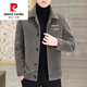 Pierre Cardin high-end brand men's woolen jacket men's short autumn and winter cotton and thick woolen jacket men's Korean casual tops slim winter knitted 8222 black cotton cotton thickened 3XL 150-165Jin Jin equals 0.5 kg