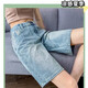 Ruxuan Fünf-Punkte-Jeans für Frauen im Sommer, dünne hohe Taille locker und schlampig mit breitem Bein 5-Punkte-5-Punkte-Hose A-Line Breeze Hosen Blau 6212 Stil 32 (empfohlen 145-160 Jin [Jin gleich 0,5 kg]))