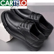Cartelo High-End-Männerschuhe echte Leder-Leder-Lederschuhe Herren und Samt Baumwollschuhe Herrenboden Weiche Bodschicht Cowhide mittlere und ältere Vaters Schuhe Schwarz Viersaison 6627 38