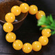 Holy Glass Baltic Sea Pure Yellow Beeswax Bracelet Single Circle Amber Round Bead Old Beeswax Bracelet as a Gift for Leaders Bead Diameter 16mm 14 Beads Slim Men's Style