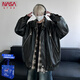 Customized NASA High Street American Leather Clothespin Men's Spring High-end Handsome Jacket Motorcycle Men's Retro Cycling Jersey Black L