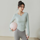 LULULOMDDW high-end yoga wear with chest pads, women's long-sleeved sports tops, slimming running training, Pilates autumn and winter fitness clothes, green S, recommended 85 Jin Jin equal to 0.5 kg or less