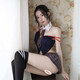 Sexy Pyjamas einteilige Frauen extremer Verführungsanzug Maid Outfit Hosenträger Perspektive Spitzen-Rollenspielstrümpfe Spaß 7029 Lehreruniform (Hals + Halter Top + Bag