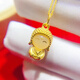 Gold pendant for women gold inlaid jade little cute Buddha 999 solid gold hard gold Hetian jade happy Maitreya Buddha birth year jewelry pure gold happy cute Buddha pendant free gold plated silver necklace free certificate