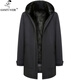 Caniti mink lining men's coat real mink fur one-piece mid-length hooded parka with rex rabbit sleeves middle-aged dad style black XL