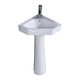 Triangular basin wash basin small apartment bathroom corner pedestal basin mini corner pedestal wash basin household 26*26 triangular pedestal basin + hot and cold faucet