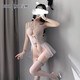 曼烟性感睡衣女极度诱惑套装黑丝袜情趣制服连体开裆露乳吊带透视角色 9756芭蕾舞蹈裙灰色均码