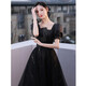 Seidlers schwarzes Abendkleid für Frauen Banketttemperament leichte Luxus Nische High-End-Geburtstag Erwachsenen Geschenkkleid Schwarz S (Empfohlen 86-95 Jin [Jin gleich 0,5 kg])