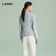 LANDI haute couture tailoring new Chinese style fog ice blue collarless slim suit top women's jacket spring new arrival water fog ice blue second batch M