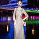 HKPK Banquet Evening Dress Женское высококачественное подарки для взрослых Light Light Luxury Dress Nice High-end Perfin Chorus Performance Длина шампанского серебристого 5xl Одиночное размер