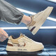 Changxiang Huili Frühlings- und Sommerschuhe Herrenschuhe atmungsable Brettschuhe Herren-Sportschuhe Weiche alleinige vielseitige Leinwand weiße Schuhe YJ-2265 Beige 42