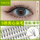 TSEYE False eyelash single tuft natural self-adhesive false eyelash grafting sandwich fairy hair eyelash self-grafting eyelash hair 8mm curl C