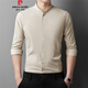 Pierre Cardin Bamboo Fiber Stand Collar Long Sleeve Shirt Men's Young and Middle-aged Spring and Autumn New Business Casual Men's Tunic Shirt Khaki 50-L-110