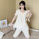 Shimba Rabbit Pyjamas à trois pièces pour femmes pour un pantalon à manches courtes en dentelle de style princesse à l'aspect haute de style princesse SYQM-J869 M BLANC M (Recommandé 80-100 Jin [Jin est égal à 0,5 kg]))