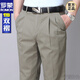 
ROMON pure cotton double pleated men's casual pants for spring and summer thin style deep crotch high waist loose dad pants middle-aged and elderly trousers spring and summer light gray 6626-5 thin style 33