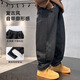 MCTICCO Jungen plus Samtjeans 2024 Kinder verdickter Lammvelvet Schwarze Hose für große Kinder Winter integrierter Samt gerade Hosen 13067 Schwarz [extra dicker Lammvelvet] 160