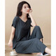 Pyjamas modal pantalon de raccourci à manches à manches courtes à manches courtes minces 2025 NOUVEAUX Vêtements domestiques avec coussinets poitrine pour usure extérieure ym841 rose xxl (adapté à la hauteur 170-175 cm