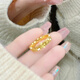 Gold-plated silver-coated crushed ice ring, golden crushed ice imitation gold solid ring for your girlfriend, crushed ice ring with adjustable opening