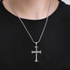 Zhixun God's Eye 9999 sterling silver cross necklace men's pure silver pendant birthday gift for boyfriend with braided adjustable wax rope 9999 pure silver weighs about 8.5g