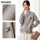 Pincai (PINCAI) knitted cardigan female cute cat embroidered sweater spring and autumn simple sweater jacket P143Z1009