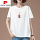 皮尔卡丹（pierre cardin）中年夏装短袖t恤女纯,棉薄款尺码宽松休闲胖m显瘦百搭上 白色【9896款】棉95%氨纶5% L 100-115斤