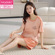 Modal pajamas for women summer pure cotton shorts shorts thin sweet and cute solid color casual cotton women's home clothing set 9855 M