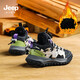 JEEP children's winter leather and velvet second-cotton sports shoes for boys 3-14 years old running shoes black and green 32
