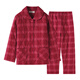 American Standard gift couple's pajamas for women, thickened and warm, three-layer quilted, can be worn outside, red plaid suit, home clothes, cherry red (men) L