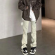 Black box white American retro jeans men's vibe high street retro trendy brand washing yellow mud dyed pants slim straight flared pants CYXFS-N826 yellow mud color 2XL