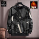Chenxuan trendy brand large size men's clothing 300Jin Jin is equal to 0.5kg Fat man's round neck sweatshirt plus fat and extra large loose thickened printed fat man bottoming shirt black plus velvet 6XL (220-240Jin Jin is equal to 0.5kg)