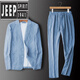 JEEP SPIRIT linen suit suit men's spring and autumn cotton and linen suit suit men's two-piece summer thin top and pants set Navy blue L 140-160Jin Jin equals 0.5 kg