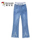 
Woodpecker elastic waist slightly flared cropped jeans for women in autumn 2025 new high-waisted slim and versatile small cropped trousers for women 9929-blue cropped trousers 26[one foot nine] Recommended 80-90Jin[Jin equals 0.5 kg]
