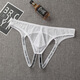 Erotic underwear elastic hip lift double thong men's U-convex transparent buttocks mesh low-waist trendy low-waist briefs sexy thong breathable gay underwear gay adult T-pants white one size