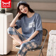 Catman Miiow 2023 New Pure Cotton Pyjamas für Frauen im Sommer kurzärmelig dünn gestreiftes Freizeitkleidungsanzug Zitronengelb A9885 L (100-120jin [Jin ist 0,5 kg])