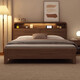 Duwo solid wood bed double bed 1.8m modern simple master bedroom king bed walnut color 1.8m*2m frame style