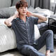 Pretty Ya (Qiaoliya) Pure Cotton Herren-Sommerpyjamas kurzärmeliger Anzug Dünne Sommerhosen Männer mittleren und älteren Frühlings- und Herbststilen Home 698 3xl (Empfohlen 180-200 Jin [Jin gleich 0,5 kg]))