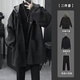 Gxmy windbreaker men's high-end autumn and winter clothes men's handsome matching light and mature mid-length jacket men's suit plus velvet black jacket + black sweater + small trousers XL recommended 125-140Jin Jin equals 0.5 kg