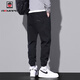 AEMAPE jeans men's trendy brand loose ties pinched pants men's 2025 spring and summer new style plush casual pants men 9859 black M