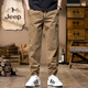 Jeep (JEEP) American genuine Jeep high-end pure cotton casual pants for men's autumn and winter trendy brand elastic waist tying feet Harem work pants camel color [same style in the counter] XL Recommendation 140-160Jin [Jin equals 0.5 kg]