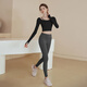 Yoga girl yoga clothing women's suit new long-sleeved sports top professional running training Pilates fitness clothing purple top + gray purple trousers M (95-110Jin Jin equals 0.5 kg)