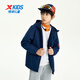 XTEP children's clothing boys' winter polar fleece jacket windproof warm windbreaker deep blue 170cm