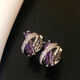 Idel Purple French Earrings and Earrings 2025 New Niche Design High-End Exquisite Earrings Girl Birthday Gift Purple Zirconium Earrings Silver E2795